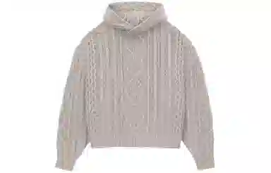 Fear of God Essentials FW23 Cable Knit Hoodie Silver Cloud