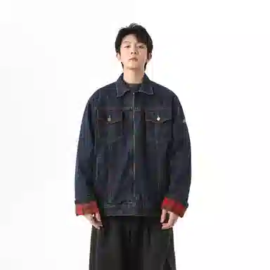 PANDA ADEVIL Retro Plaid Denim Jacket