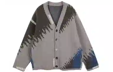 速写 休闲撞色长袖毛针织衫 男女同款