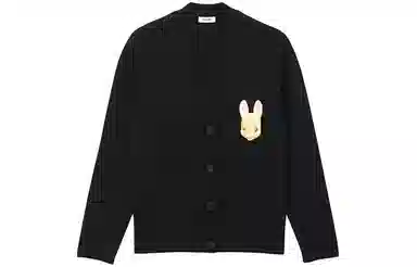 Sandro Capsule V-Neck Rabbit Knit Sweater Black