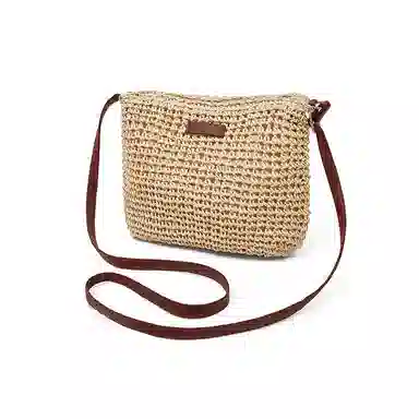老人头 百搭小众休闲编织单肩包 织物 斜挎包 女款 米色/浅棕色