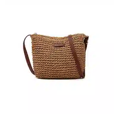 老人头 百搭小众休闲编织单肩包 织物 斜挎包 女款 米色/浅棕色