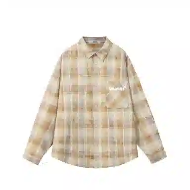 红蜻蜓 美式复古国潮高街格子学院风单排扣宽松百搭休闲长袖衬衫 男女同款