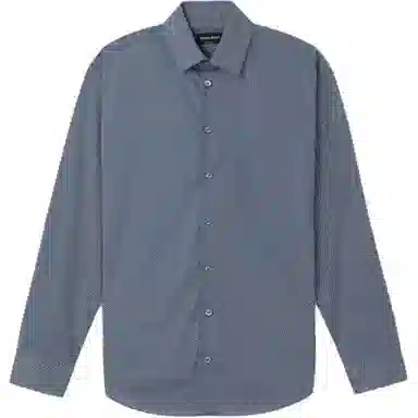 阿玛尼 几何图案印花尖领长袖衬衫 男款 深蓝色