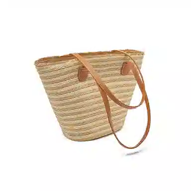 老人头 度假慵懒风时尚休闲百搭编织 织物 单肩包 女款 黑色/米色