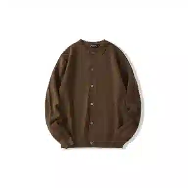 我是大卫 韩版单排扣慵懒风个性开衫纯色针织衫 男女同款