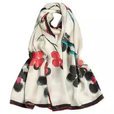 红豆 时尚轻盈柔软 经典设计 简约大方 桑蚕丝 丝巾 女款