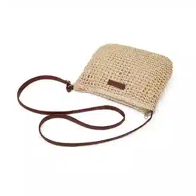 老人头 百搭小众休闲编织单肩包 织物 斜挎包 女款 米色/浅棕色