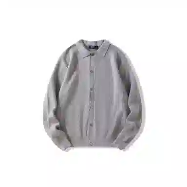 我是大卫 韩版单排扣慵懒风个性开衫纯色针织衫 男女同款