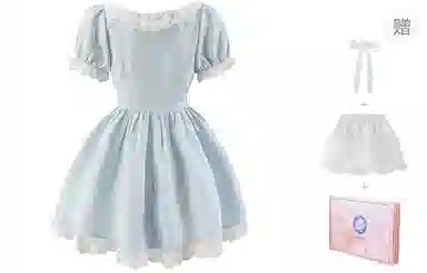 东鲸岁时记 蕾丝小个子气质女装高级感白色短袖连衣裙 女款 礼盒装