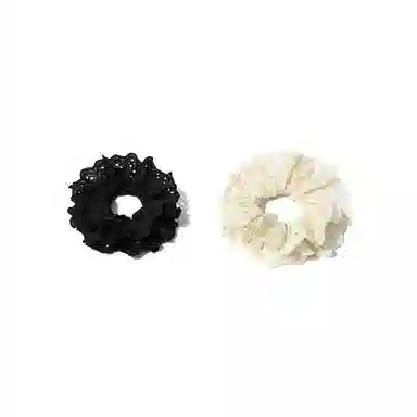 色菲尔 大肠法式复古大肠高级感温柔慵懒白色黑色镂空头花韩系 蕾丝/布艺 发圈/头绳 女款