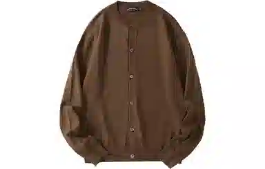 我是大卫 单排扣纯色圆领百搭宽松针织衫 男女同款