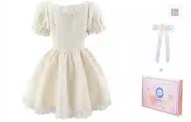 东鲸岁时记 蕾丝小个子气质女装高级感白色短袖连衣裙 女款 礼盒装