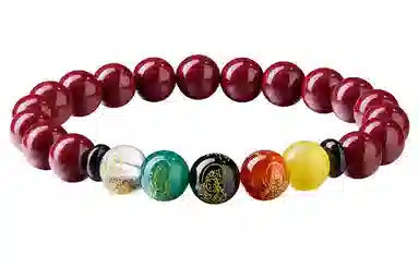 石头记 五路财神 水逆退散吉祥如意八方来财 招福串珠 时来运转珠 本命年红色转运配饰 礼盒款再造辰砂 朱砂 手串 女款