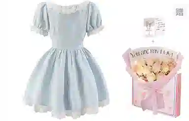 东鲸岁时记 蕾丝小个子气质女装高级感白色短袖连衣裙 女款 礼盒装