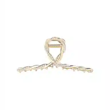 沂茹 抓夹发饰头饰时尚森系精致小众设计感简约优雅甜美气质扭扭珠子交叉大号后脑勺盘发发抓文艺日常百搭通勤 合金 发夹 女款