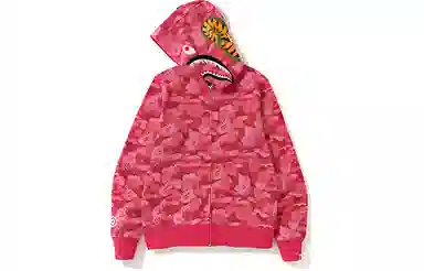 A BATHING APE Bape Flame Camo Zip Hoodie Pink
