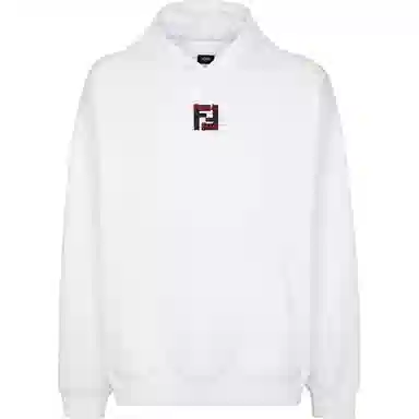Fendi FW24 Drawstring Hoodie Embroidered Patch White