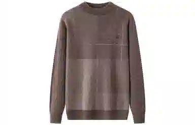 恒源祥 纯羊毛半高领加厚拼色提花针织毛衣 男款