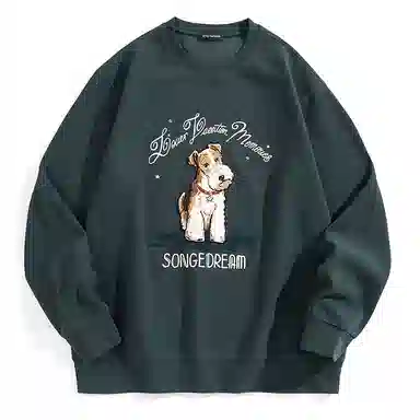 PEACEBIRD MEN Embroidered Crewneck Sweatshirt Dark Green