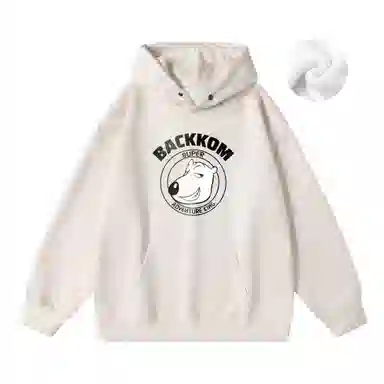 大卫贝肯 美式复古搞怪倒霉熊字母印花休闲百搭落肩套头长袖连帽卫衣 男女同款