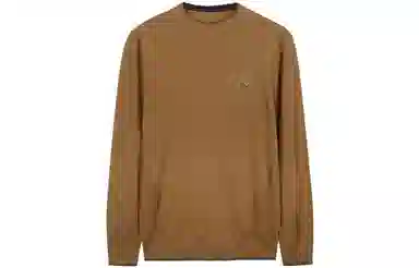 才子 圆领拼接套头修身毛衣 男款