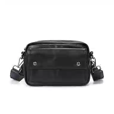 老人头 时尚潮流复古休闲百搭 合成革 单肩包 常规 男款 黑色