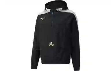 Puma Logo Print Hoodie Jacket Black