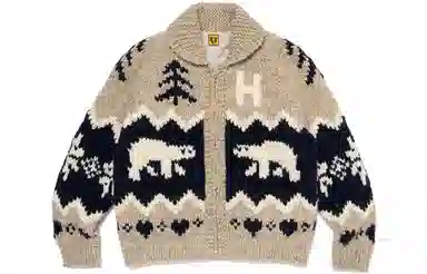 HUMAN MADE FW23 Polar Bear Zip Sweater