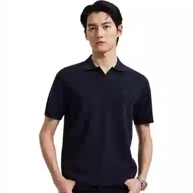 迪柯尼 纯色翻领简约短袖针织衫 男款