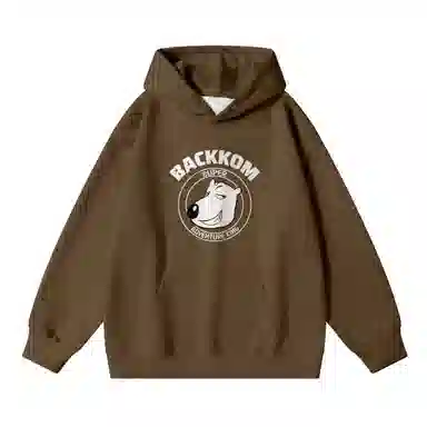 大卫贝肯 美式复古搞怪倒霉熊字母印花休闲百搭落肩套头长袖连帽卫衣 男女同款