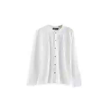 我是大卫 美式复古纯色缕空设计圆领单排扣长袖针织衫 男女同款