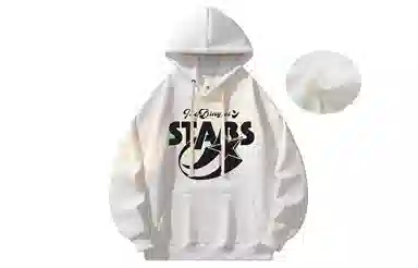 冰飞 美式复古学院风趣味星星字母图案印花宽松休闲落肩套头潮牌痞帅设计高级感小众硬挺重磅加绒加厚连帽卫衣 男女同款