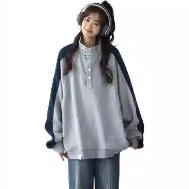 Yu'er Lian Heavyweight Retro Colorblock Sweatshirt