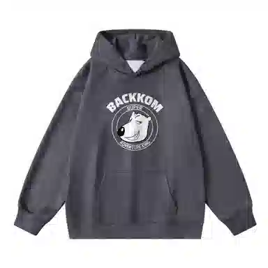 大卫贝肯 美式复古搞怪倒霉熊字母印花休闲百搭落肩套头长袖连帽卫衣 男女同款