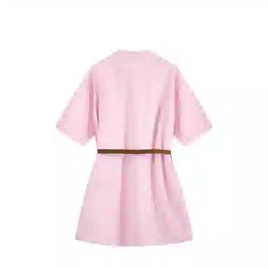桴生 舒适气质纯色短袖连衣裙 女款 粉色