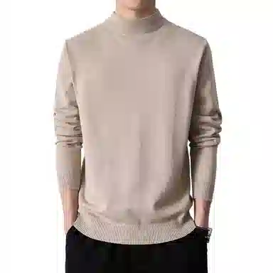 【dme】 基础款时尚百搭针织打底衫纯色高级感宽松半高领毛衣 男款