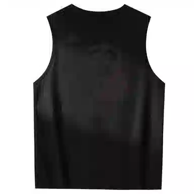 大卫贝肯 手绘艺术字母搞怪小熊印花宽松直筒背心 男女同款