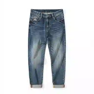 海尔斯 美式复古高街舒适时尚水洗做旧口袋宽松休闲百搭柔软亲肤直筒牛仔裤 男款 蓝色