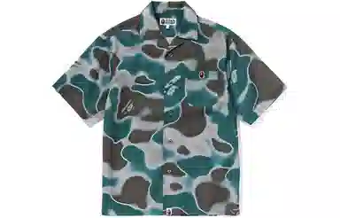 A BATHING APE Liquid Camo One Point Open Collar Shirt