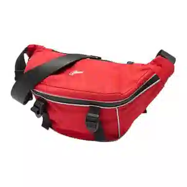 三福 反光条立体 织物 胸包 中号 女款 大红/象牙白/黑色