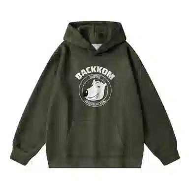 大卫贝肯 美式复古搞怪倒霉熊字母印花休闲百搭落肩套头长袖连帽卫衣 男女同款