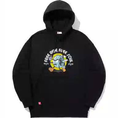 中国李宁 印花字母连帽舒适透气宽松卫衣 男女同款 黑色