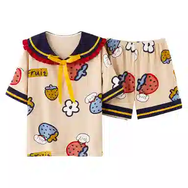 莫代尔 简约柔软亲肤细腻舒适休闲时尚百搭短袖家居服可外穿睡衣套装 女款 花色