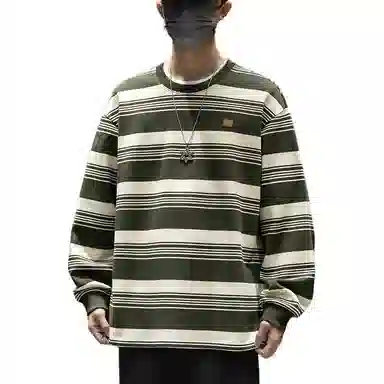 WOOD SOON Striped Loose Fit Long Sleeve Sweatshirt