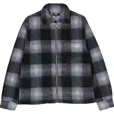 Stussy Shadow Plaid Sherpa Zip Shirt