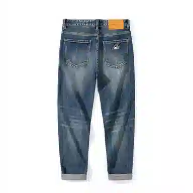 海尔斯 美式复古高街舒适时尚水洗做旧口袋宽松休闲百搭柔软亲肤直筒牛仔裤 男款 蓝色