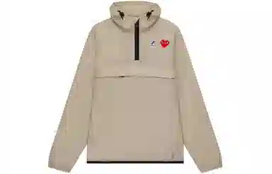 CDG Play x K-Way Half Zip Jacket Beige logo
