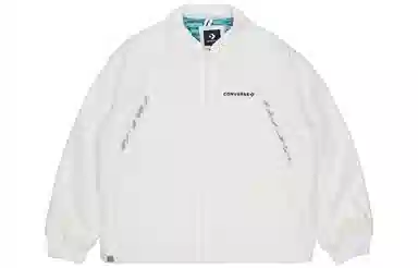 Converse Logo Print Jacket Cream White