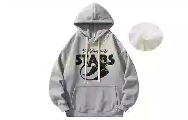 冰飞 美式复古学院风趣味星星字母图案印花宽松休闲落肩套头潮牌痞帅设计高级感小众硬挺重磅加绒加厚连帽卫衣 男女同款
